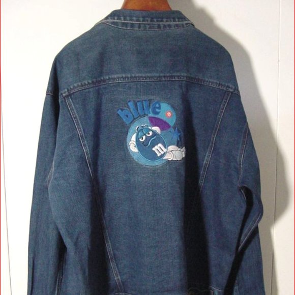 Vtg M&M's Brand Las Vegas Blue Denim Jacket Blue M&M Sz 2XL